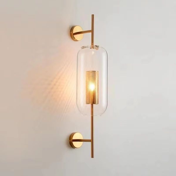 

Glass Wall Lamps Nordic Bedside Bedroom Aisle Wall sconce Living Room Indoor Decorative Lamp Brass Glass Luminaire
