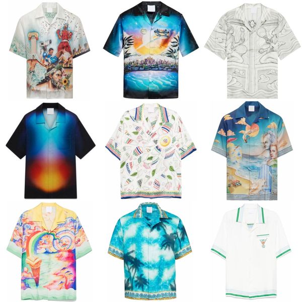 

Tennis Club Triangle Print Hawaiian Shirts Casual Loose Men and Women Short Sleeve Shirt Button Up Tops, Sky blue
