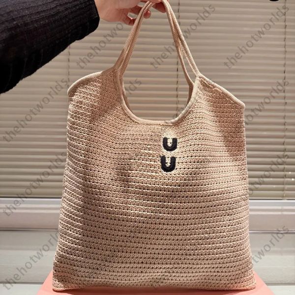 

Summer Womens Straw Bag Designer Grass Woven Bag Luxury Hobos Tote Handbag Fashion Shoulder Bags Female Pouch Classic Purses 2 Colors BFD2503264, Black