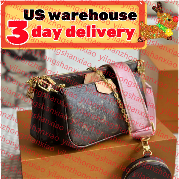 

Luxury Genuine Leather Designers Bags 3pcs/set accessories women Crossbody Leather Purse Messenger Handbags Flowers shoulder lady Leather with box M61276, Green