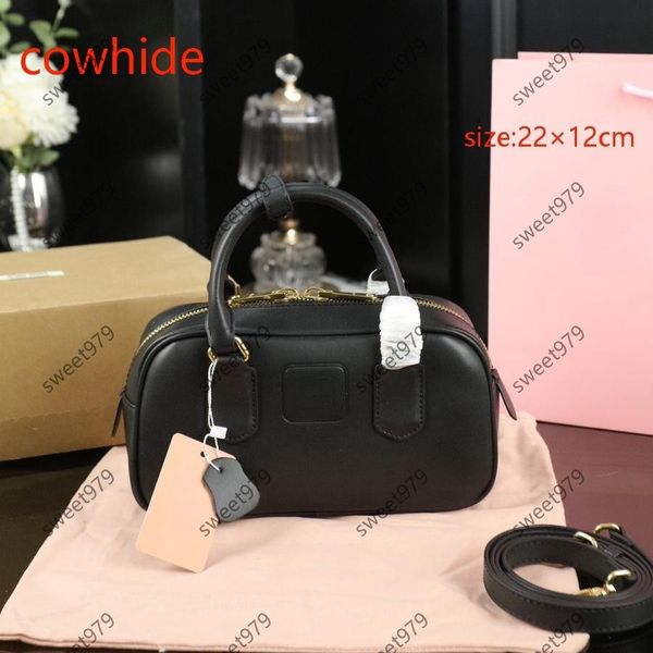 

2025 new bowling bag hobo bag cowhide bag versatile style zipper mouth handheld shoulder crossbody fold plain retro fashion bag real leather underarm bags girls bag, No.16