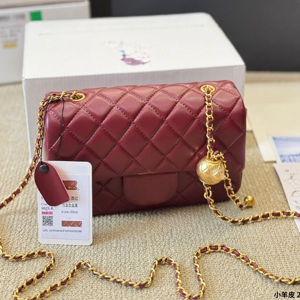 

Small Gold Ball Chain Fashion Women Shoulder Bag Leather Rib Check Gold Hardware Metal Twistlock Adjustable Matelasse Chain Hand Crossbody Bag Dinner Bag Purse 20cm, White
