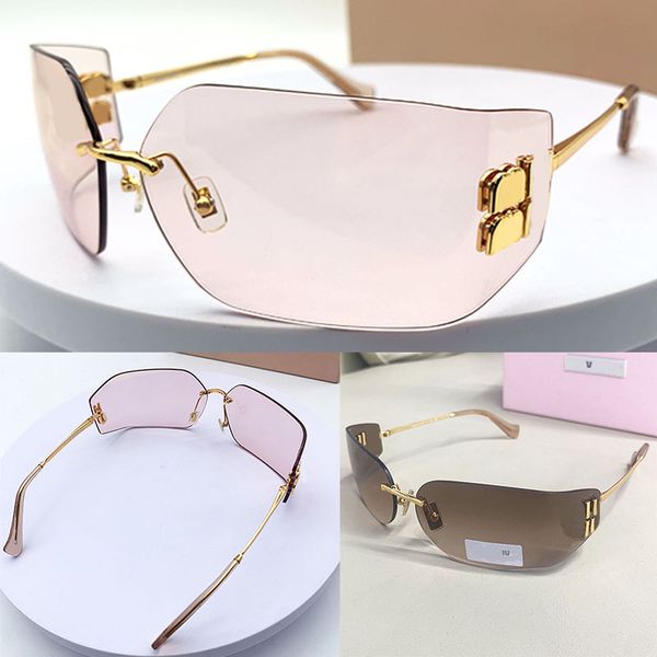 

Summer Miss Designer Rectangular Sunglasses 51S 54Y Classics Runway Eyewear Ultra Light Frame Curved Frameless Titanium Alloy Glasses Outdoor UV Protection