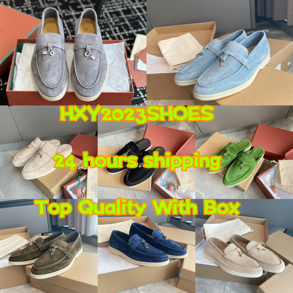 

With Box Summer Charms Walk Casual Dress Pink Women Men Shoe Slippers Flats Loafers Real Suede Moccasin Luxury Designer Sneakers Slip-On Shoes, *1
