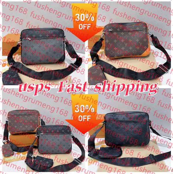 

Men Leather TRIO Messenger Bags Luxury Shoulder belt Make up Bag Designer Handbag Tote Man's bags Shoulder bag Handbags Wallets purse tote bag backpack Handbags Purse, Blue