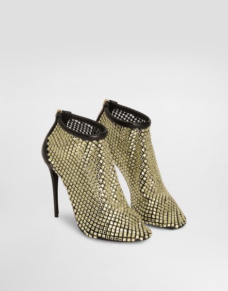 

Women's Shoes Calfskin Pumps Gold Black Iguana-print Calfskin Rhinestone-detailed Mesh Lollo Pumps