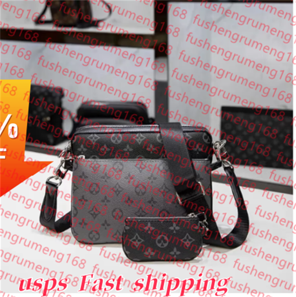 

10A TOP Handbags Women Men Leather TRIO Messenger Bags Luxury Shoulder Bag Make up Bag Designer Handbag Tote Man's bag, 9#