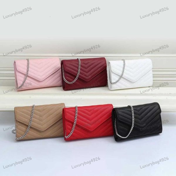 

Designer Shoulder Bag Purse Ladies Crossbody Flap Leather Chain Wallet Classic Silver Gold Chain Fashion Bag High Quality Handbag Envelope Purse, Style 7
