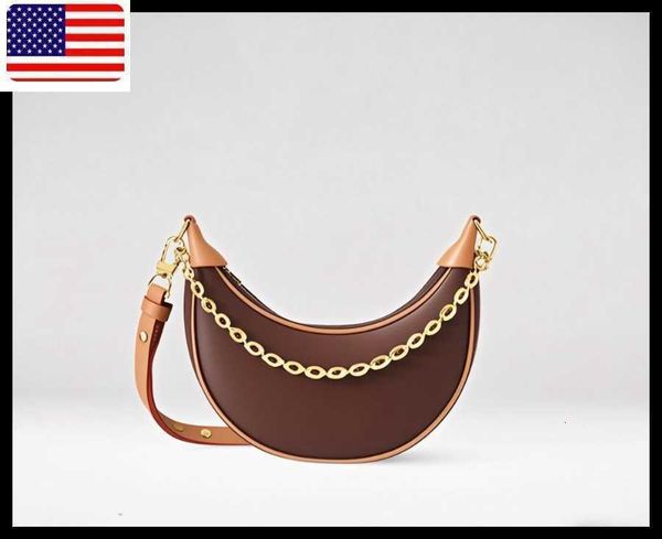 

9a Designer Bag Letter Chain Handbag Leather Quality Women Pouch Shoulder Bag M81098 Messenger Bag Crossbody Bag Half Moon Shaped Magic Stick Bag, Brown