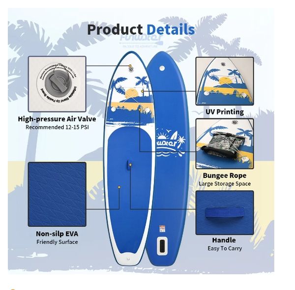 

2025 Funwater surfboard Padel stand up paddle board inflatable 335 cm SUP paddleboard Tabla Surf paddel Water Sports supboard pump bag koi money