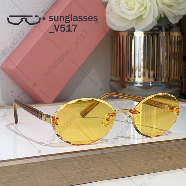 

oval womens designer sunglasses Rectangular Sunglasses rimless Sunshade glasses Euro american style Cut Lens Design Modern sophistication outdoor goggles UV400