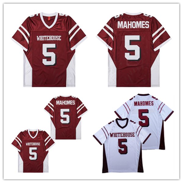 

Men 15 5 Patrick Mahomes Whitehouse High School Football Jersey White Red Sewn Throwback Sport Uniforms, As pic 9