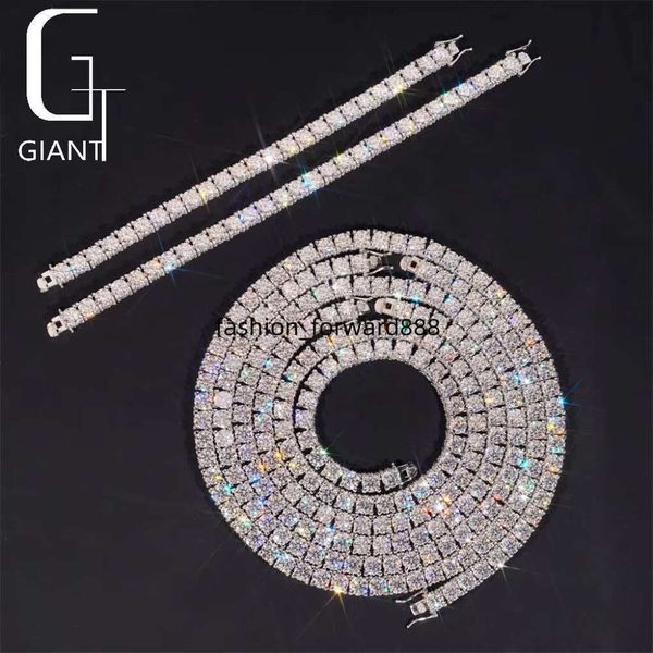 

New ice cold double-sided hip-hop sterg sier VVS1 5mm 6.5mm silica cluster tennis chain bracelet