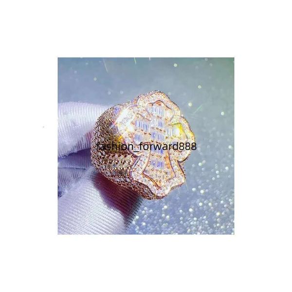

Newly designed all ice dia ring, real VVS silicone bust, hip-hop rapper jewelry, 14k for sale