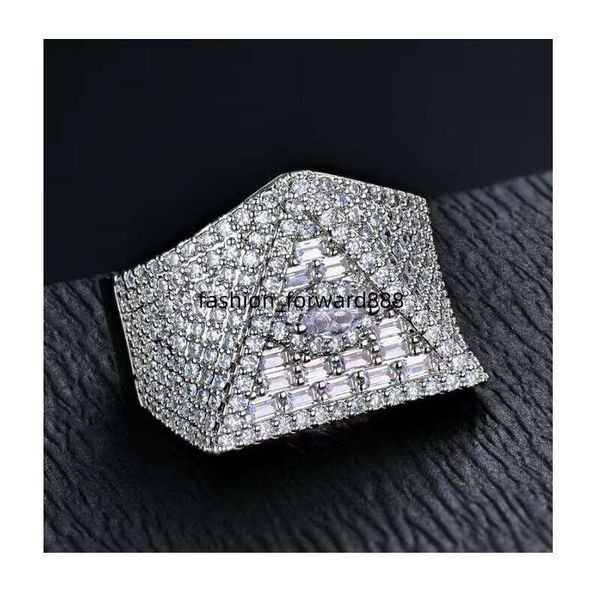 

Ring completely chilled men's Hiphop VVS shape logo silver pyroxene ring directly from Indian manufacturer
