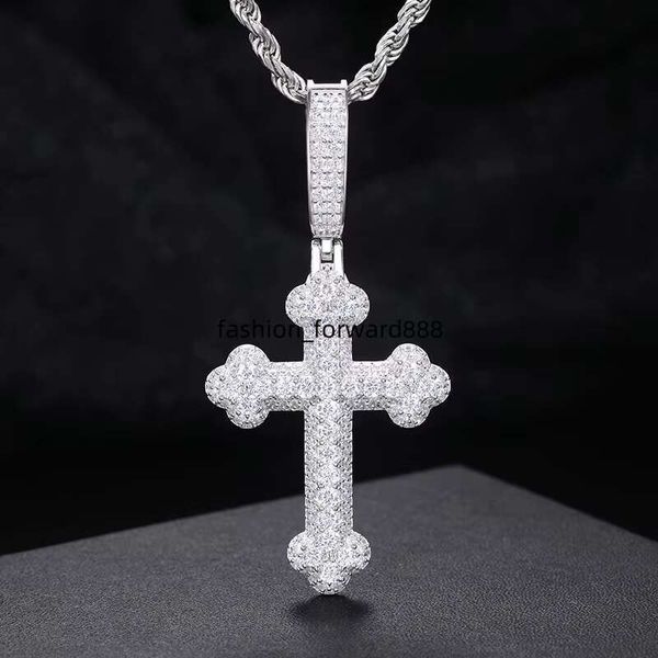 

New Iced High Quality Pure Sier VVS Moissanite wer Cross Pendant Rap Singer