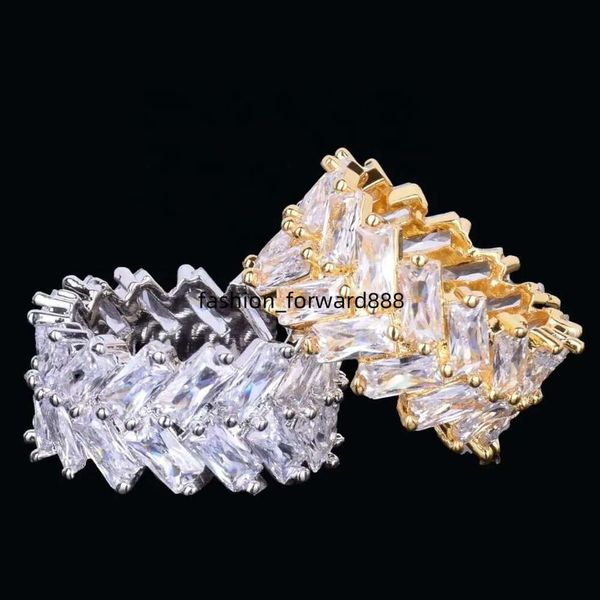 

VVS Moissanite Baguette Ice Cold Silver 9k 14k White Gold Hip Hop Ring Female