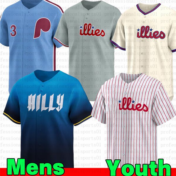 Philadelphiacity Phillies jerseys #3 Harper Jersey Trea Turner Aaron Nola Kyle Schwarber Zack