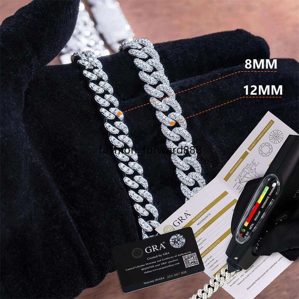 

Moissanite necklace 6mm 8mm 10mm 12mm 15mm hip-hop jewelry sterg sier bracelet for men and women VVS chilled Cuban chain