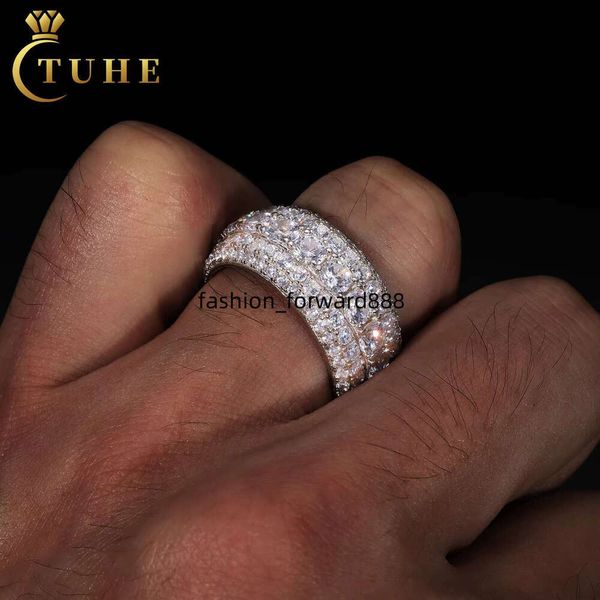

Hip hop jewelry wedding engagement gift pure silver paving VVS silica chilled 5-layer ring