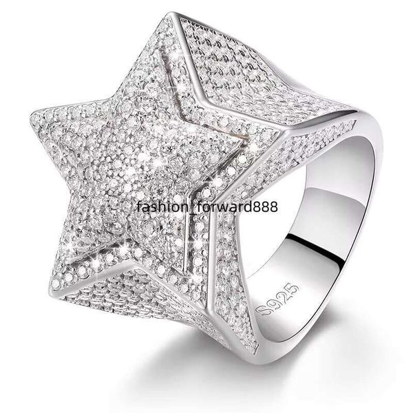 

Hiphop men's and women's boutique jewelry ice out gold-plated pure silver VVS silicon stone star ring, with GRA certificate
