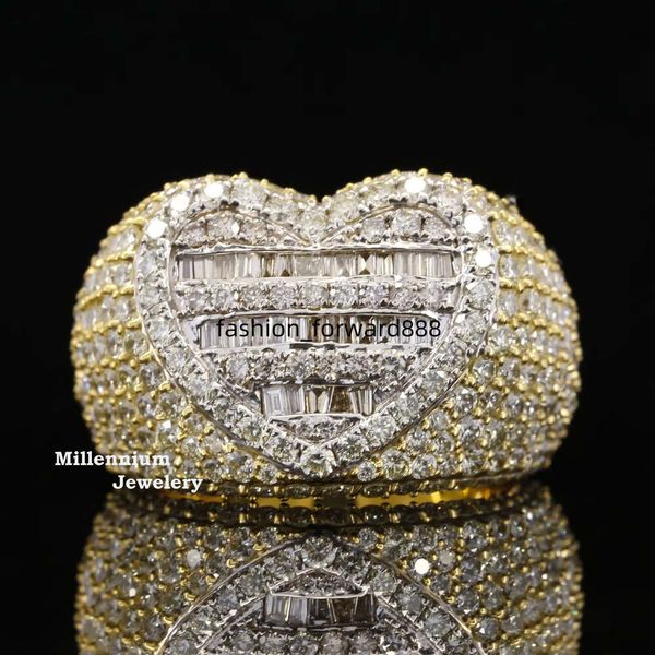

High quality heart-shaped VVS Moissanite men's gold-plated pure silver hip-hop chilled women's ring factory