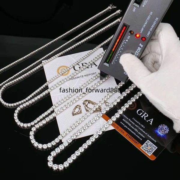 

Wholesale Mens Women 2 3 4 5 6mm sterg sier iced out lab grown vvs dia mossanite moissanite cluster tennis chain