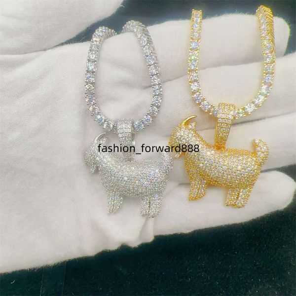 

Iced VVS pendant, pure silica sier goat pendant
