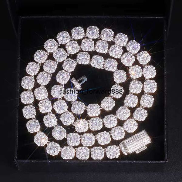 

Mossanite Hip Hop High Quality 8mm Pass Dia Tester Sterg Sier VVS Moissanite Iced Out Cuban k Chain for Mens