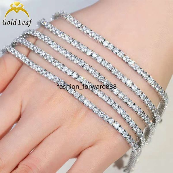 

Gold leaf pure sier bracelet tennis necklace 3-5 mm D VVS silica chain