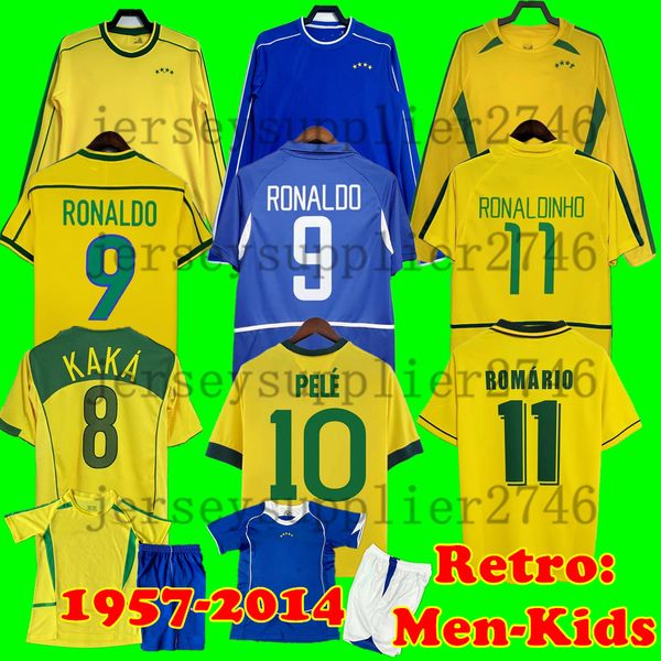 

BraziLS Classic Vintage Jersey PELE 1950 1957 1970 ROMARIO 1994 RONALDO long sleeve 1998 2002 RIVALDO CARLOS Ronaldinho 2004 2006 KAKA Kid Kit Retro soccer jerseys, Retro 36
