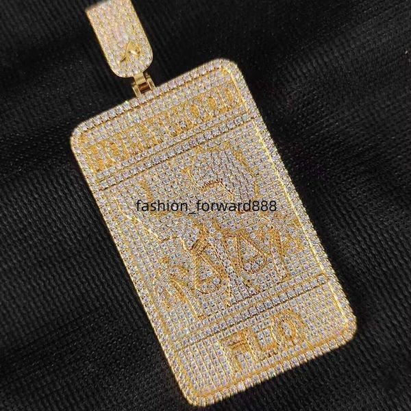 

hip-hop chilled rectangular pendant VVS carbon silica sterg sier jewelry