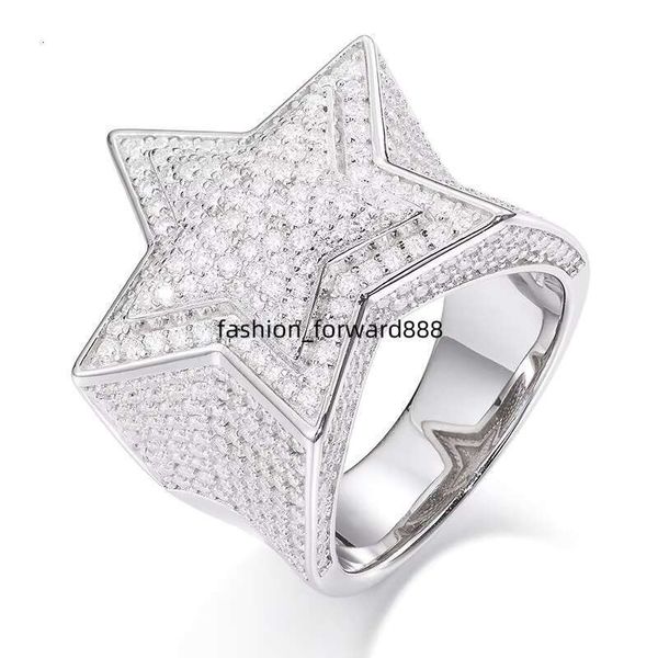 

Hiphop style men's and women's pure silver VVS silicon stone star ring chilled gold-plated boutique jewelry