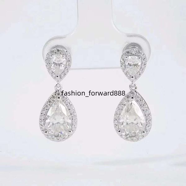

MSE101 Iced All Silica VVS Pear 6x 9mm Sier Designer Earrings