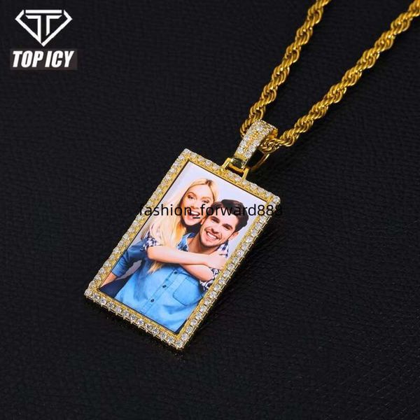 

Fashionable and elegant pure sier VVS D carbon silica picture chilled rectangular photo pendant accessory