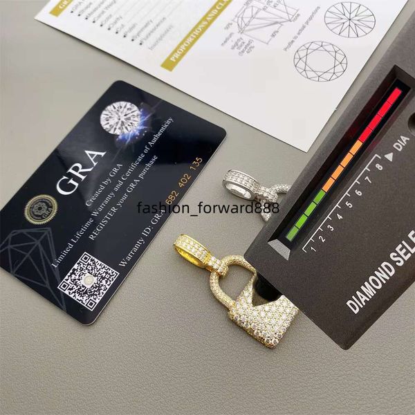 

VVS S Iced Men's Tested by Tester Silicon Stone Lock Pendant Necklace with GRA
