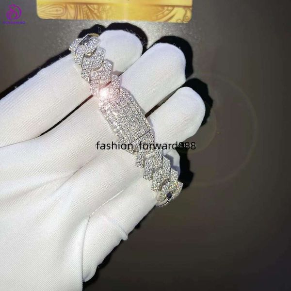 

Wide hip-hop fashion jewelry chilled VVS moissanite Cuban men's and women's bracelet 12mm 13mm 14mm sier C5