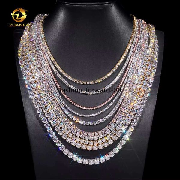 

men's and women's hip-hop chilled boutique jewelry 2mm 3mm 4mm 5mm laboratory S sier Vvs silica tennis chain necklace