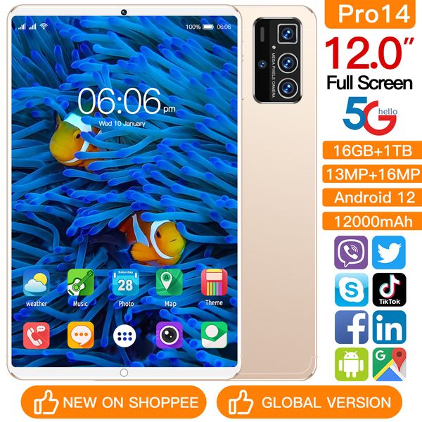 Pro14 16+1T Large Memory Tablet PC Global Edition Portable Smart Office Phone Two-in-One Card Dual Standby Touch Screen Drawable Handwriting Pen
