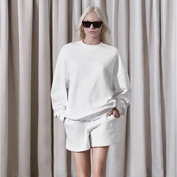 

Women Shorts aniness 25s New Classic Letter Embroidery Mid Waist White Summer Cotton Shorts bing Designer Casual Versatile Loose Pullover Hoodie Sweatshirt Top Set, Purple