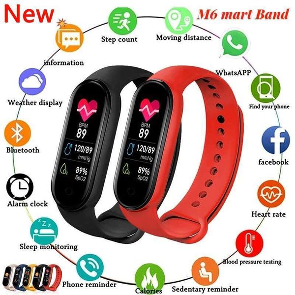 

Bracelet Multi-Function Heart Rate Blood Pressure Monitor Step Music Sleep Monitoring M6 Smart Fiess Sports Watch