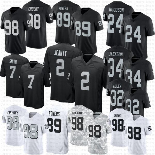 Ashton Jeanty Maxx Crosby Football Jersey Brock Bowers Geno Smith Bo Jackson Minshew ii Abram Ruggs III Renfrow Aidan Ken Stabler Long Plunkett Charles Woodson