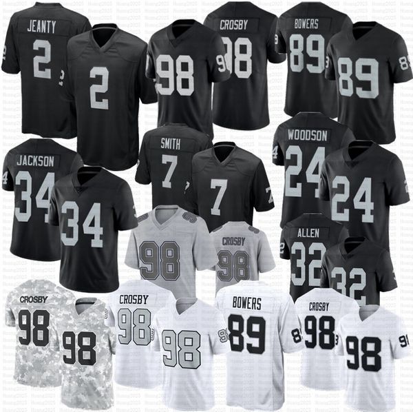 Ashton Jeanty Maxx Crosby Football Jersey Brock Bowers Geno Smith Minshew ii Bo Jackson Abram Ruggs III Renfrow Aidan Stabler Howie Long Jim Plunkett Charles Woodson