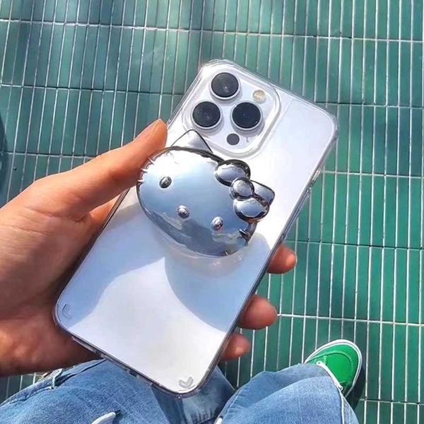 Kawaii silver plated cat retractable phone Airbag holder charming and fashionable phone holder gift M250504