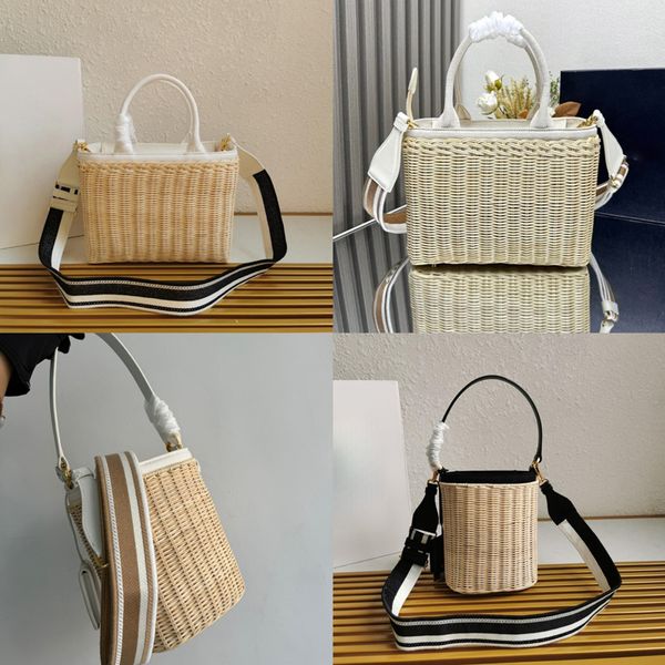 10A Mirror Quality Women's One Shoulder Crossbody Bag Woven Raffia Basket Bag Handmade Zipper Tote Bag Summer Beach Bag Commuter Tote Bag