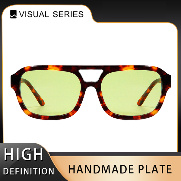 

2025 Fashionable polarized square pilot sunglasses with square eyeglass frames, retro sunglasses suitable for women and men