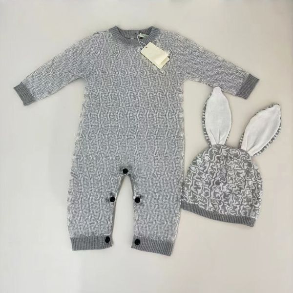 Baby Rompers Blanket Kids Long Sleeve Cotton Jumpsuits Infant Girls Cotton cashmere knitting Romper hat 0-24 month 00002