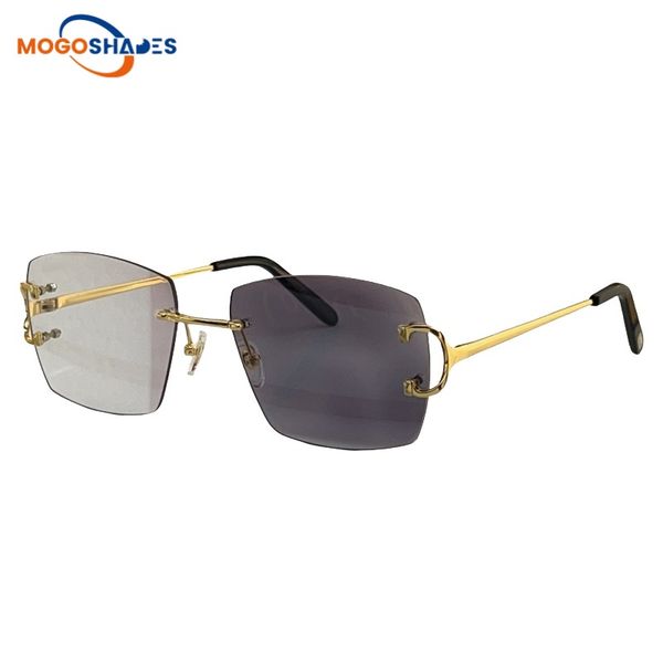 

rimless sunglasses men high quality Leopard Head Classic frameless square transparent optical glasses frames customized prescription 0037RS glasses rimless