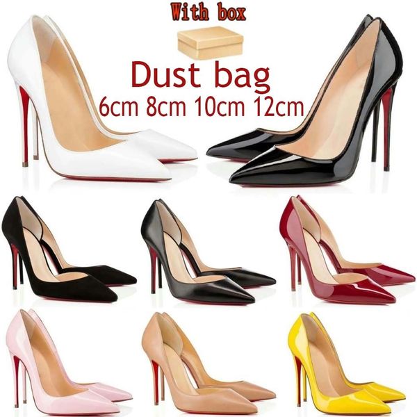 

Designer High Heels Women's Shoes Red shiny 6cm 8cm 10cm Thin heels Black nude patent leather Women 35-43 Red sole high heels sandals with box, # 9