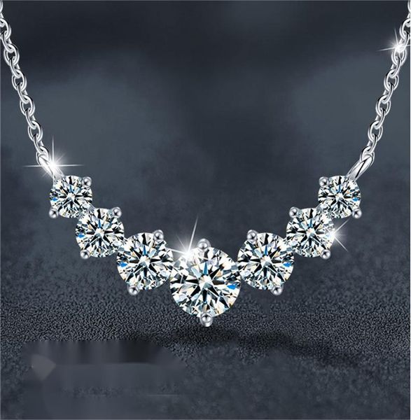 

925 Sterling Silver Smile Princess Necklace with Moissanite Stones, Elegant V-Shaped Pendant for Women, Minimalist Chic Jewelry Gift